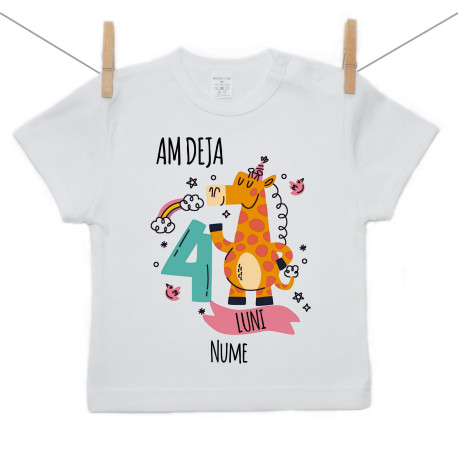 Tricou cu mânecă scurtă Am deja 4 luni cu un animăluț
