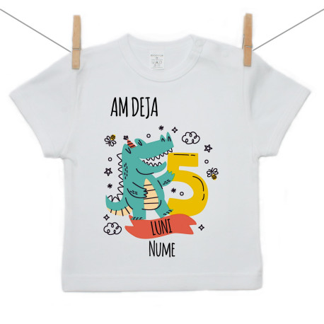 Tricou cu mânecă scurtă Am deja 5 luni cu un animăluț