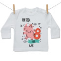 Tricou cu mânecă lungă Am deja 8 luni cu animăluț