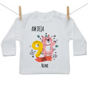 Tricou cu mânecă lungă Am deja 9 luni cu un animăluț