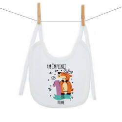Bavetă cu șnur Am împlinit 1 an cu un animăluț