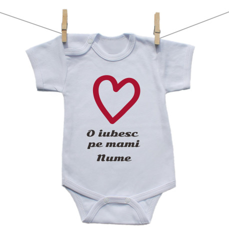 Body cu mânecă scurtă O iubesc pe mami