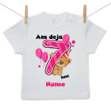Tricou cu mânecă scurtă Am deja 7 luni cu ursuleț și numele copilului Fetiță
