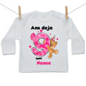 Tricou cu mânecă lungă Am deja 9 luni cu Ursuleț și numele copilului Fetiță
