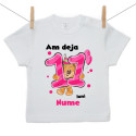 Tricou cu mânecă scurtă Am deja 11 luni cu ursuleț și numele copilului fetiță
