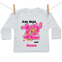 Tricou cu mânecă lungă Am deja 12 luni cu Ursuleț și numele copilului Fetiță