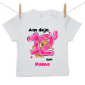 Tricou cu mânecă scurtă Am deja 12 luni cu Ursuleț și numele copilului Fetiță