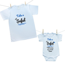 Set familie (body cu mânecă scurtă) Tata este șeful
