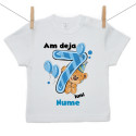 Tricou cu mânecă scurtă Am deja 7 luni cu ursuleț și numele copilului Băiat