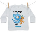 Tricou cu mânecă lungă Am deja 9 luni cu ursuleț și numele copilului - Băiat