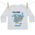 Tricou cu mânecă lungă Am deja 10 luni cu Ursuleț și numele copilului Băiat