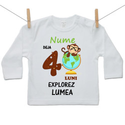 Tricou cu mânecă lungă Deja 4 luni Explorez lumea