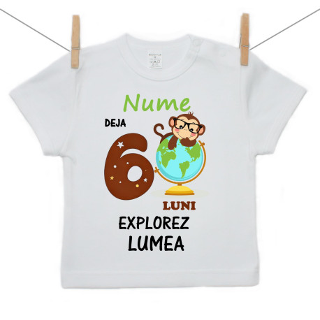 Tricou cu mânecă scurtă Deja 6 luni Explorez lumea