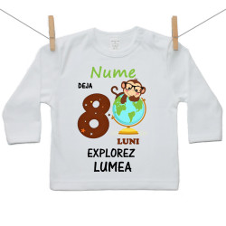 Tricou cu mânecă lungă Deja 8 luni Explorez lumea