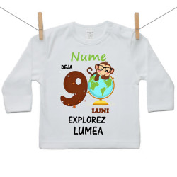 Tricou cu mânecă lungă Deja 9 luni Explorez lumea