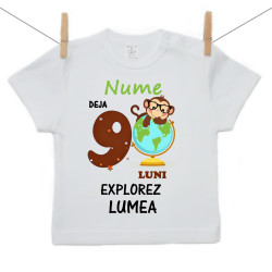 Tricou cu mânecă scurtă Deja 9 luni Explorez lumea