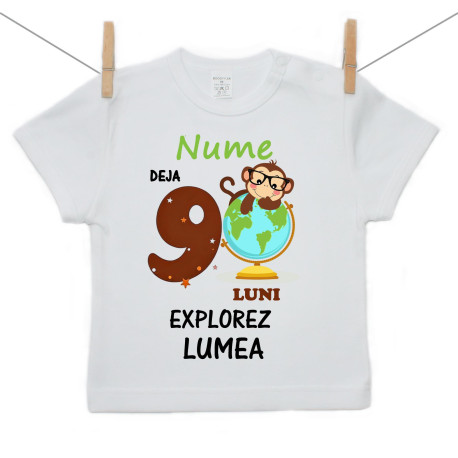 Tricou cu mânecă scurtă Deja 9 luni Explorez lumea Tricou cu mânecă scurtă Deja 9 luni Explorez lumea