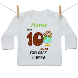 Tricou cu mânecă lungă Deja 10 luni Explorez lumea