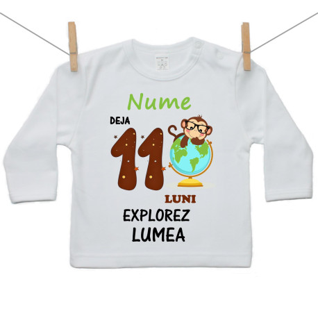 Tricou cu mânecă lungă Deja 11 luni Explorez lumea Tricou cu mânecă lungă Deja 11 luni Explorez lumea