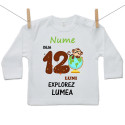 Tricou cu mânecă lungă Deja 12 luni. Explorez lumea