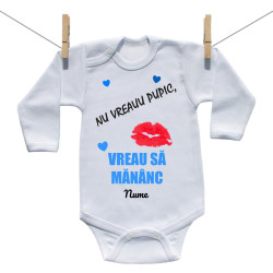 Body cu mânecă lungă Nu vreavuu pupic, vreau să mănânc