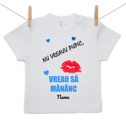 Tricou cu mânecă scurtă Nu vreavuu pupic, vreau să mănânc