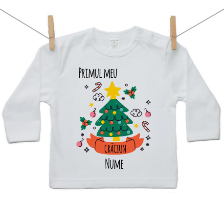 Tricou cu mânecă lungă Primul meu Crăciun brăduț Tricou cu mânecă lungă Primul meu Crăciun brăduț