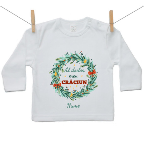 Tricou cu mânecă lungă Coroniță al doilea meu Crăciun