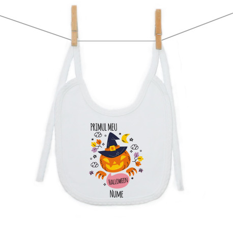 Bavetă cu șnur Primul meu Halloween dovleac Bavetă cu șnur Primul meu Halloween dovleac