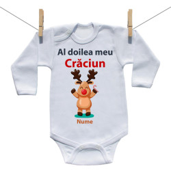 Body cu mânecă lungă Al doilea meu Crăciun cu renișorul