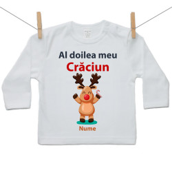 Tricou cu mânecă lungă Al doilea meu Crăciun cu renișorul