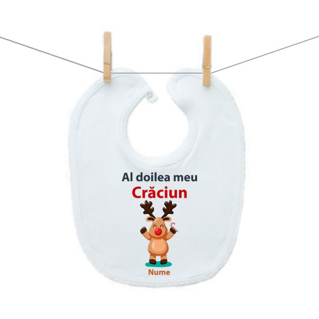 Bavetă cu capse Al doilea meu Crăciun cu renișorul Bavetă cu capse Al doilea meu Crăciun cu renișorul