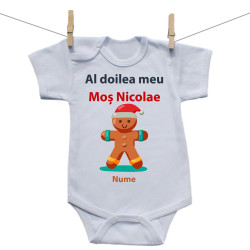 Body cu mânecă scurtă Al doilea meu Moș Nicolae cu turtă dulce