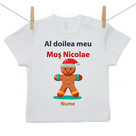 Tricou cu mânecă scurtă Al doilea meu Moș Nicolae cu turtă dulce Tricou cu mânecă scurtă Al doilea meu Moș Nicolae cu turtă dulce